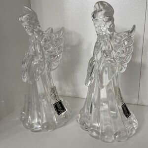 Vintage Pair of Mikasa Venetian Angel Glass Figurine Candle Holder